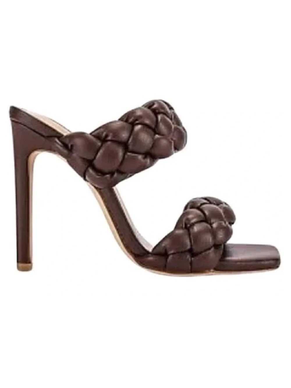 Steve Madden Kenley Braided Square Toe Dress Sandals High Heels Womens 7.5 Brown
